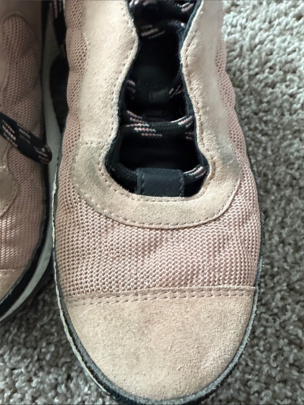 CHANEL Blush Pink Suede & Mesh Sneakers with Black Accents - Picture 3 of 7